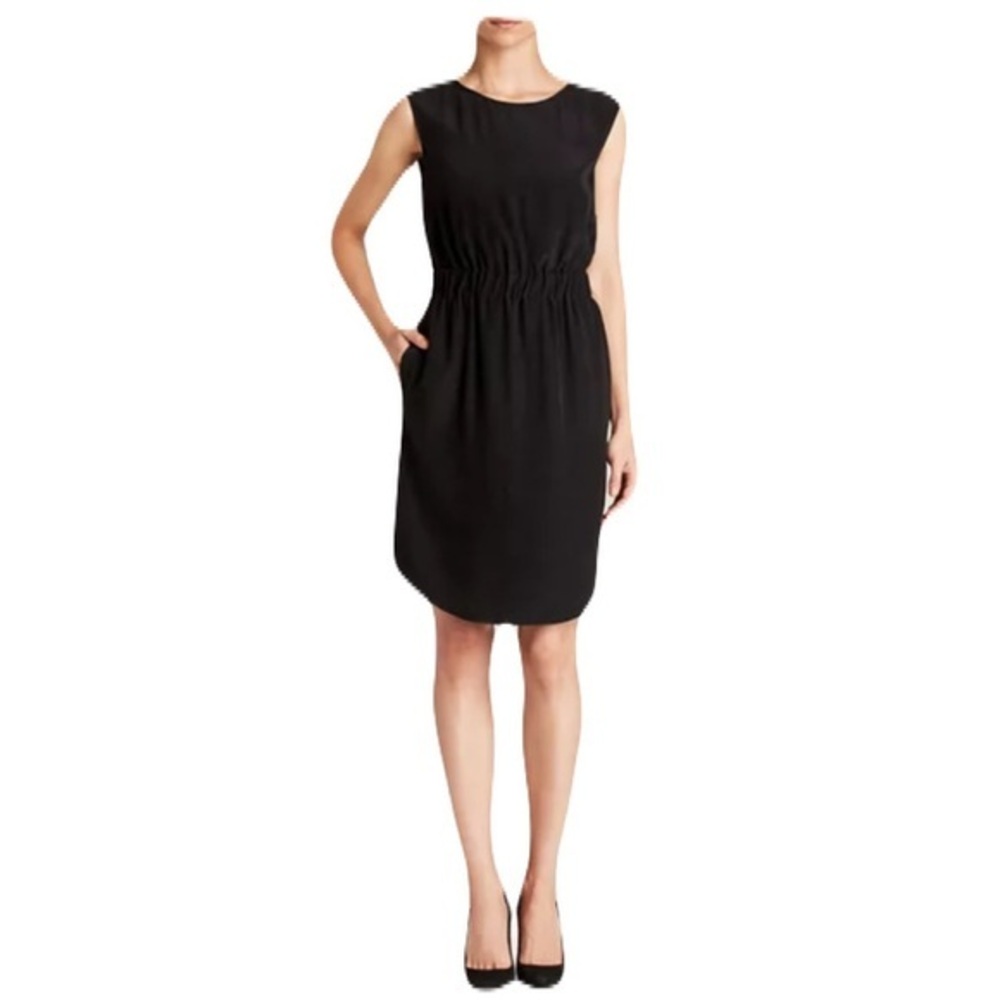 Theory Ruched Viscose Black Dress